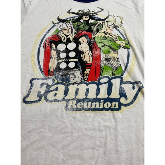NWT Disney Mens Sz Large Marvel Thor Loki Family Reunion Ringer Tee Shirt White - Picture 4 of 13